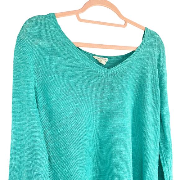 EILEEN FISHER Organic Linen & Cotton V-Neck Slub Tunic Sweater Sea Breeze Sz 1X - Picture 3 of 8